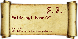 Polányi Hannó névjegykártya